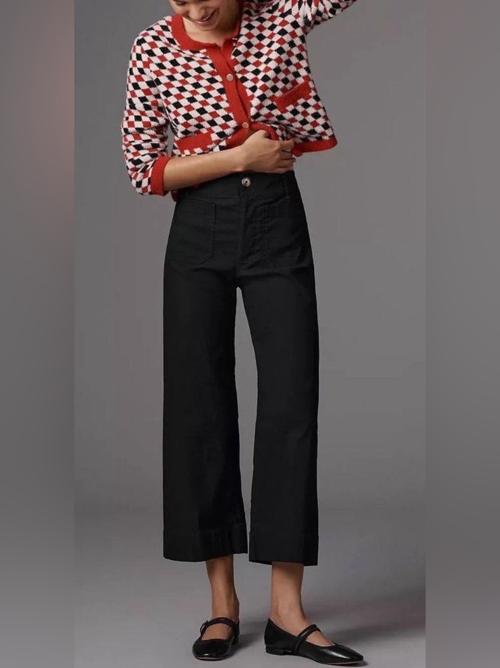 Anthropologie Maeve the Colette Black High-Rise Cropped Wide-Leg Pants 25